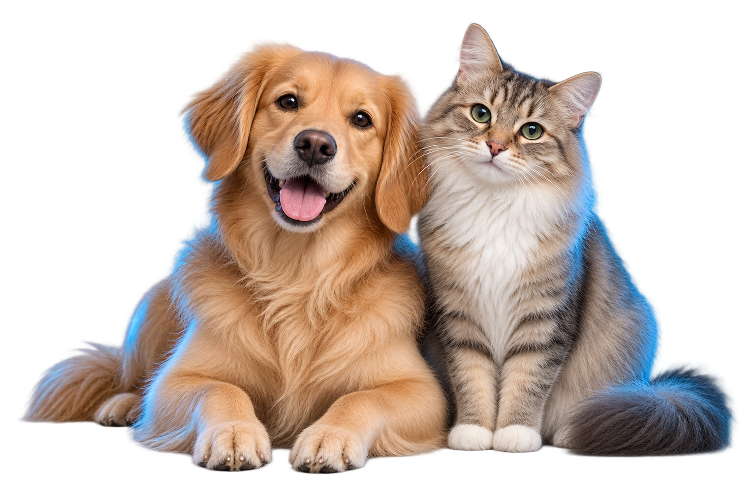 Um cachorro e um gato juntos